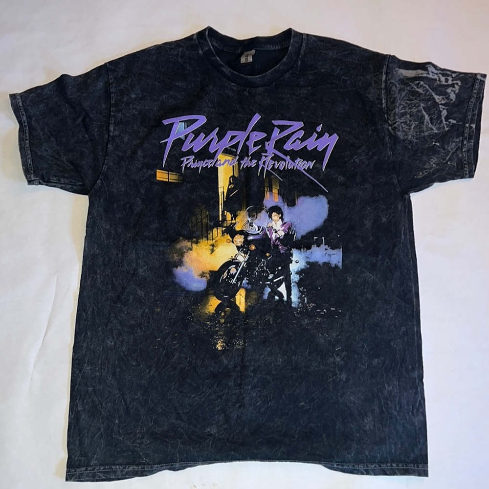 Purple Rain Prince and the Revolution Black Graphic Washed Short Sleeve T-Shirt